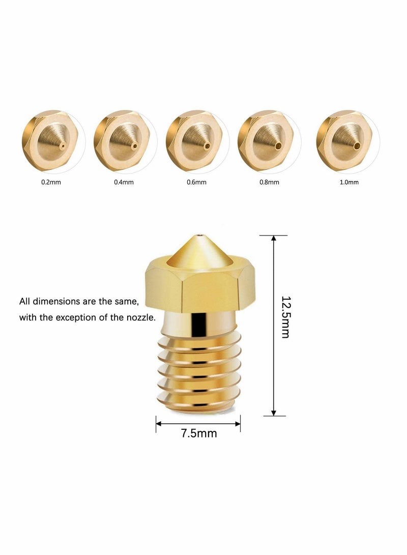 Y&D Printer Nozzle AE 25 PCS 3D, 0.2/0.4/0.6/0.8/1.0 mm Hardened Steel for ABS/PLA 3D Makerbot Creality CR-10 (Gold) - Image 4