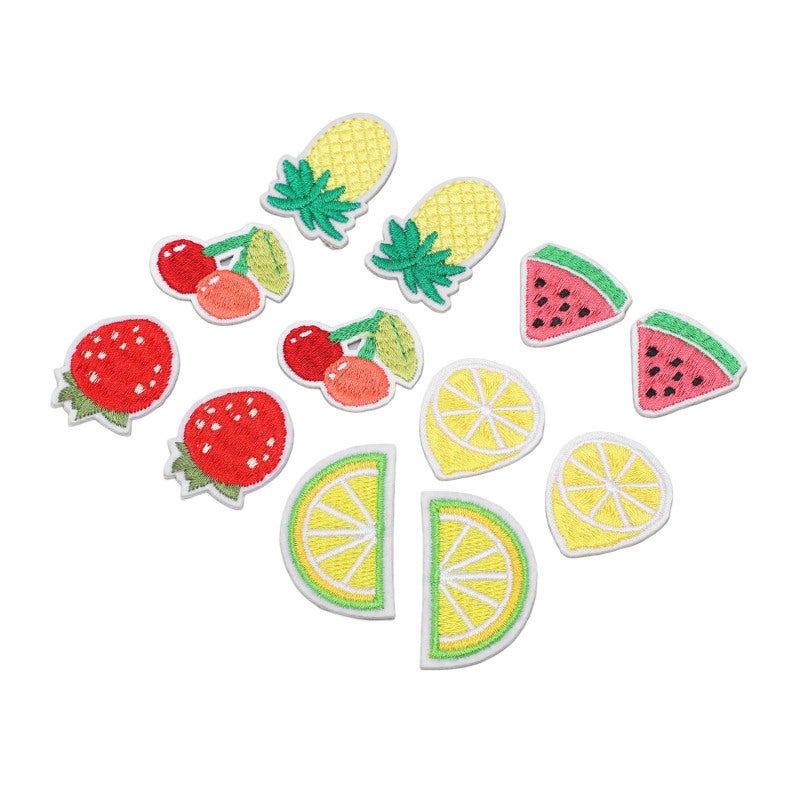 Iron On Patches 12pcs Fruit Theme Embroidered Patches - Dual Application Iron On Or Sew On Fabric Patches for DIY Clothing Accessories Kids And Teens - Image 2