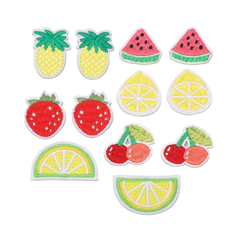 Iron On Patches 12pcs Fruit Theme Embroidered Patches - Dual Application Iron On Or Sew On Fabric Patches for DIY Clothing Accessories Kids And Teens - Image 1