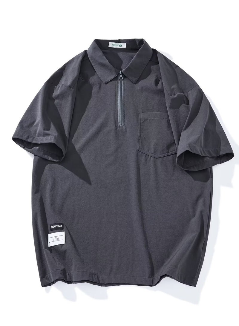 Shougu New Men's Loose High End Half Sleeve Polo Shirt  - Image 1