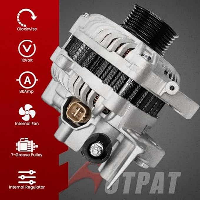 AOTPAT Alternator for:-Honda Civic LX 2006-2008 2009-2011, Civic EX 2006-2011, Civic GX 2006-2011, Civic DX 2006-2011, Civic EX-L LX-S 2009-2011, 1.8L L4, 12V 80Amp, OE# 31100-RNA-A01 11176N - Image 3