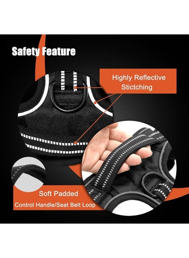 PHOEPET No Pull Dog Harness Reflective Adjustable 2 Metal Leash Hooks Soft Training Handle Over The Head Design Baby Blue L - Image 2