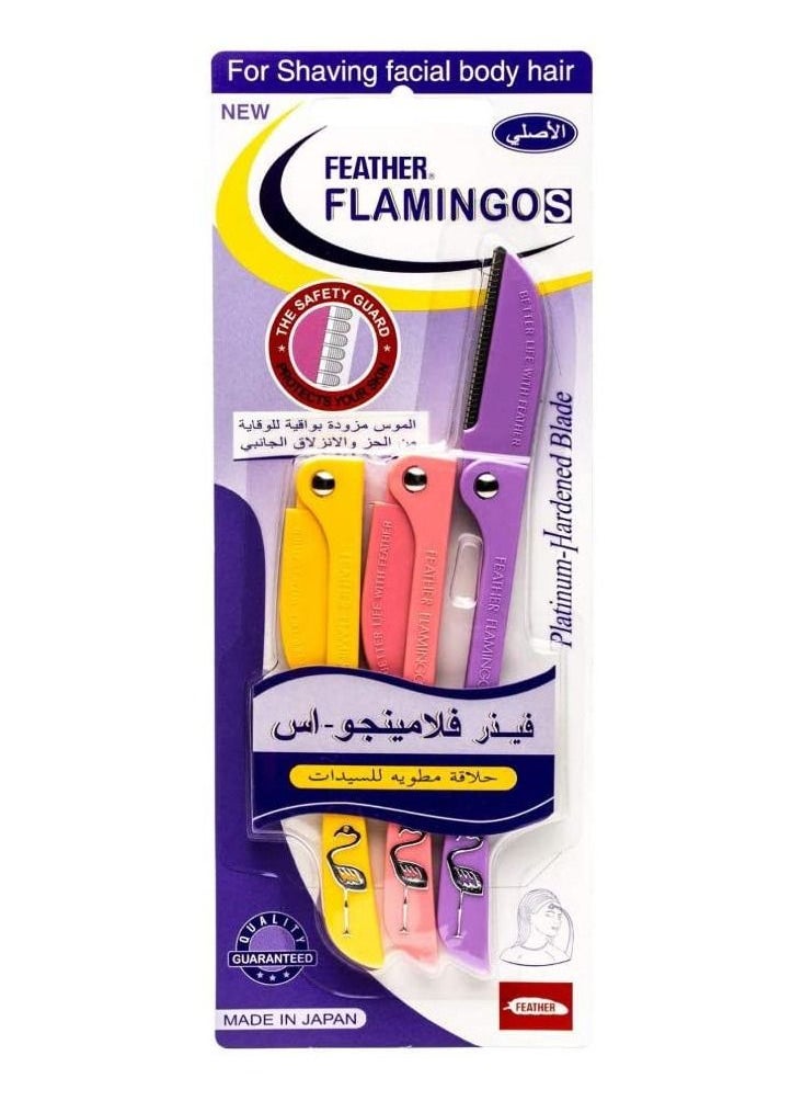 Feather-Flamingo Pack of 3 - Fetaher Flamingos Facial Stainless Steel Safe Razor  - Image 2