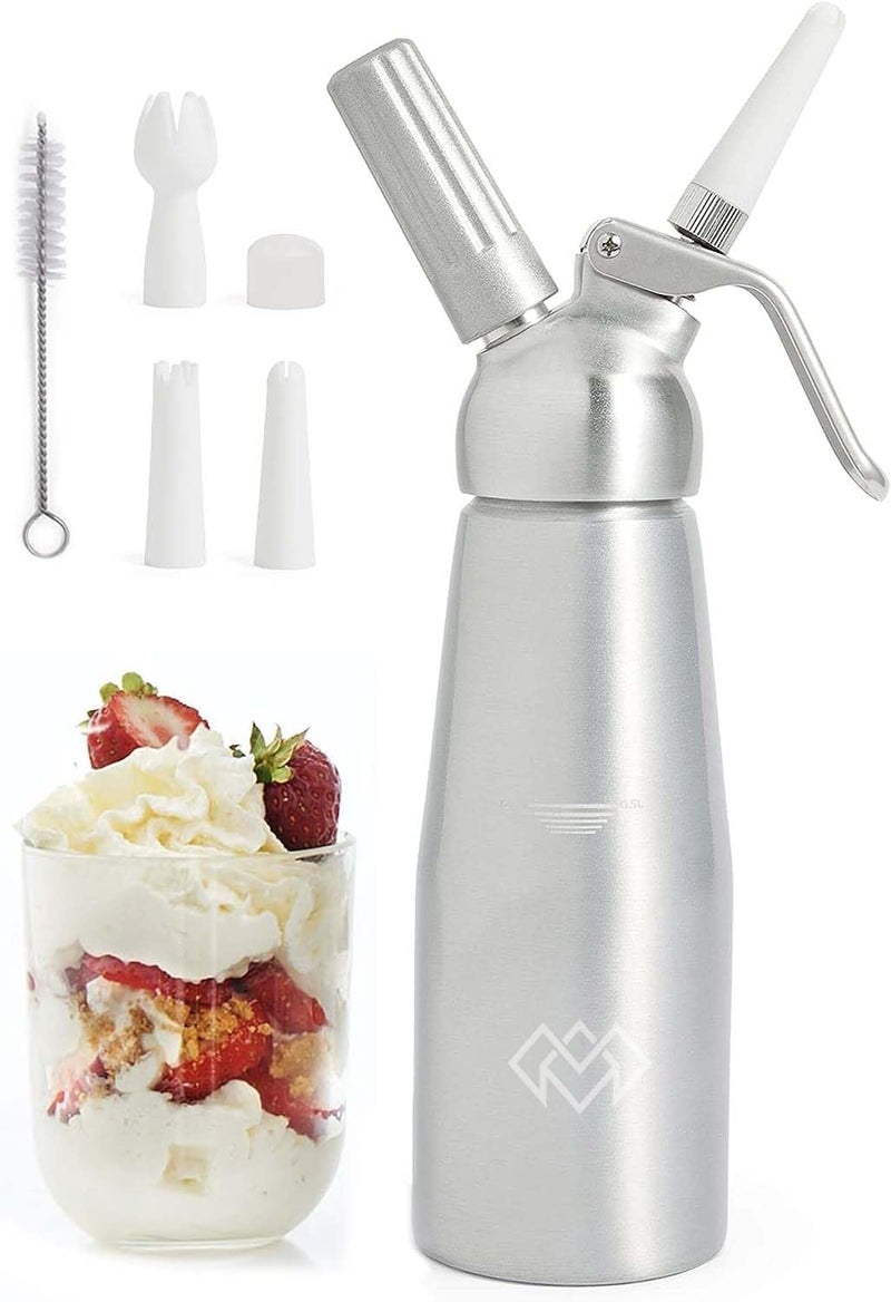 MARK STORE Whipped Cream Dispenser - Professional Cream Whipper - 500ml Large size,Whipped Cream Charger With 3 Sets Decorating Nozzles,Leak Resistant,N2O Chargers (Not Included) Kitchen accessories - Image 1