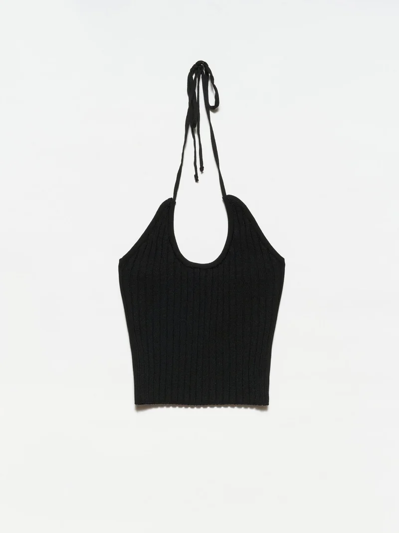 ديلفين 10204 Cross Lace Knitwear Undershirt-Black