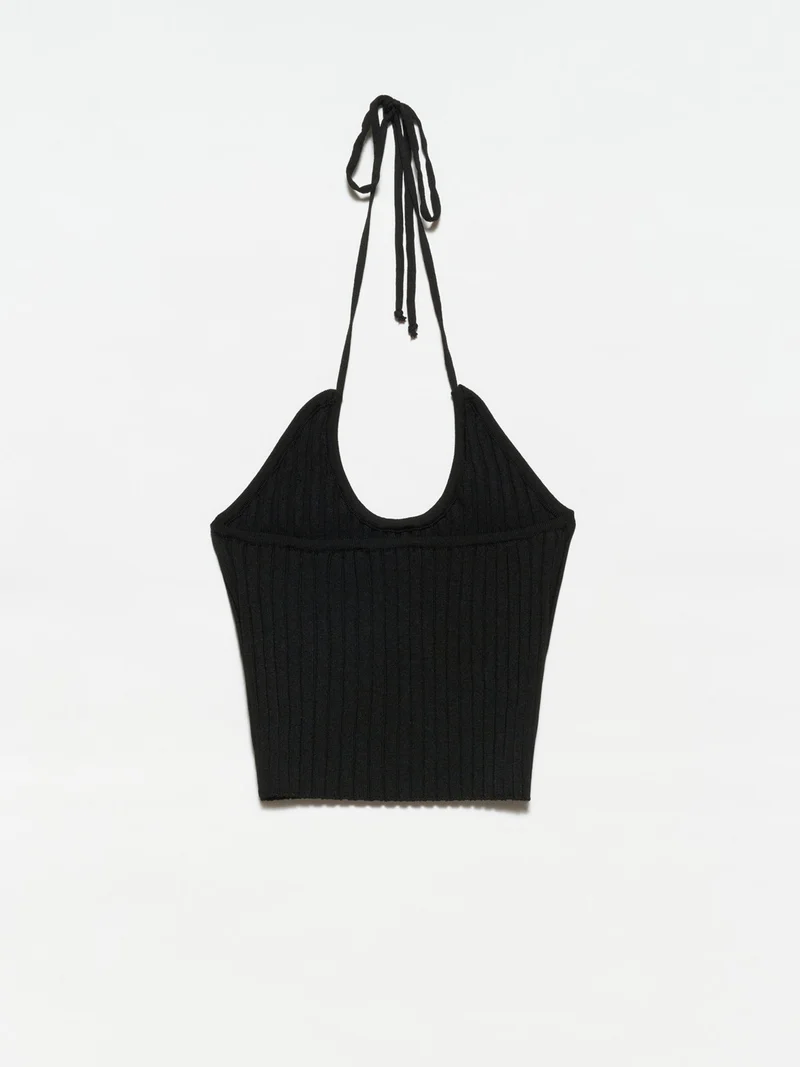 ديلفين 10204 Cross Lace Knitwear Undershirt-Black