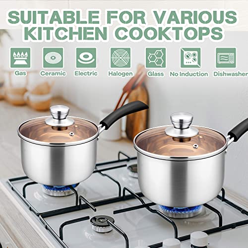 Herogo 2Qt Saucepan with Lid, 18/10 Stainless Steel Sauce Pan Pot, 2 Quart Saucepan for Gas Electric Stove Top Camping, Rust Free & Dishwasher Safe - Image 5