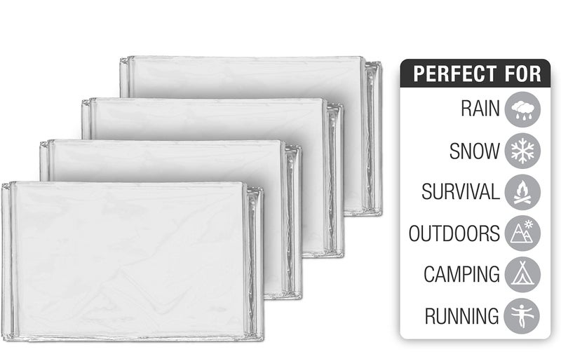 Swiss Safe 4 Pack Mylar Emergency Blankets for Survival - Compact & Insulated for Cold Weather - Designed for NASA, Outdoor, Running, Camping, Survival, First Aid Car Kit - Silver, 4 Pack - Image 2