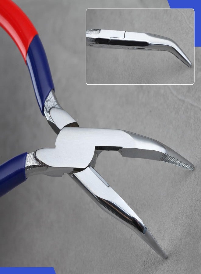 GOLD DEER 6 Inch Mini Bent Nose Pliers With Serrated Jaw - Jewelry Tool, Micro Angle Needle Nose Pliers For Gripping And Bending Wires - Image 5