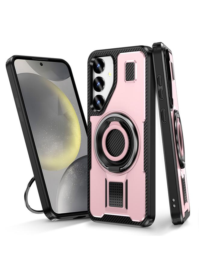 S-TOP Case For Samsung Galaxy S23 FE 5G Ring Holder Carbon Fiber PC Hybrid TPU Phone Case - Image 1
