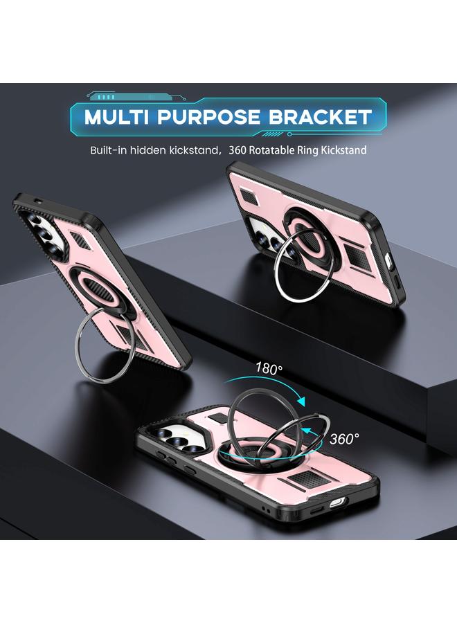 S-TOP Case For Samsung Galaxy S23 FE 5G Ring Holder Carbon Fiber PC Hybrid TPU Phone Case - Image 2