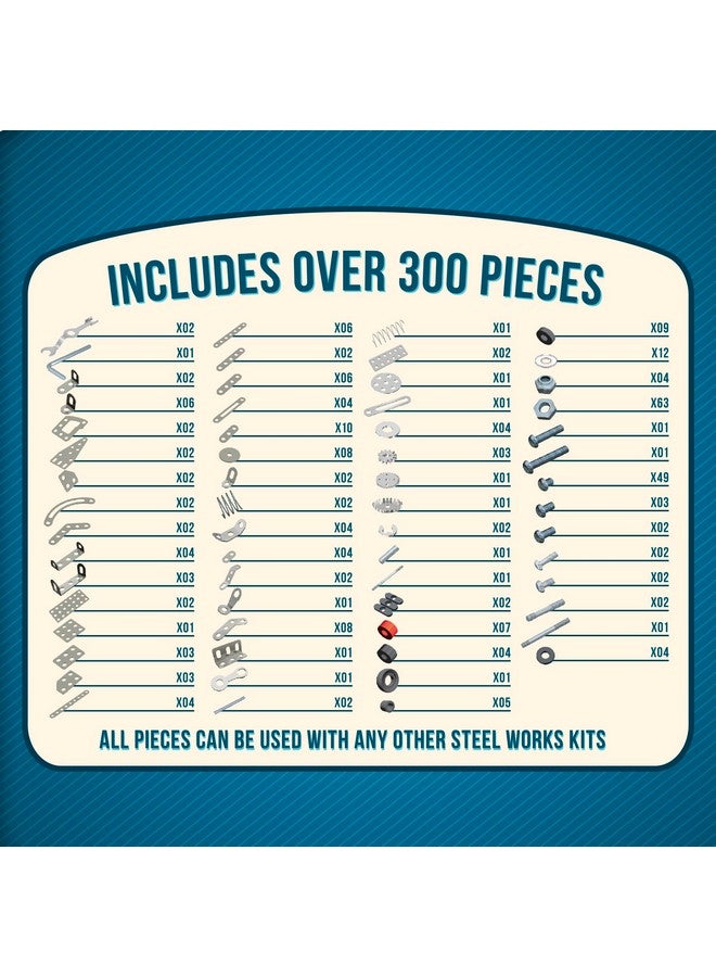 Schylling مجموعة بناء ميكانيكية من شيلينغ ستيل ووركس - مجموعة بناء من الصلب - تشمل 300 قطعة، أدوات، وتعليمات لصنع 10 نماذج مختلفة - للأعمار من 8 سنوات وما فوق - Image 2