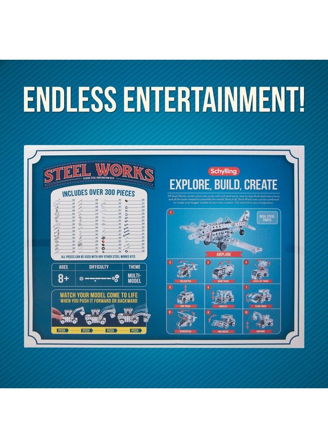 Schylling مجموعة بناء ميكانيكية من شيلينغ ستيل ووركس - مجموعة بناء من الصلب - تشمل 300 قطعة، أدوات، وتعليمات لصنع 10 نماذج مختلفة - للأعمار من 8 سنوات وما فوق - Image 4