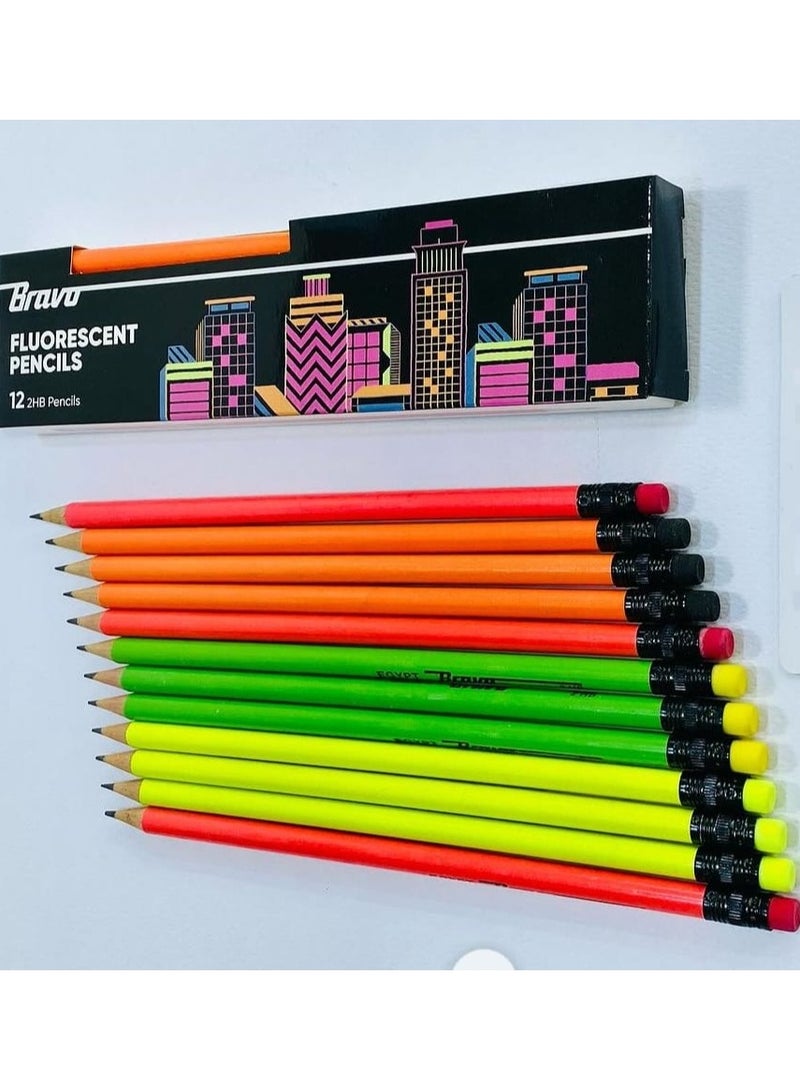 برافو مجموعة قلم رصاص برافو 24 قطعه - قلم فلورسنت 2HB - Image 1