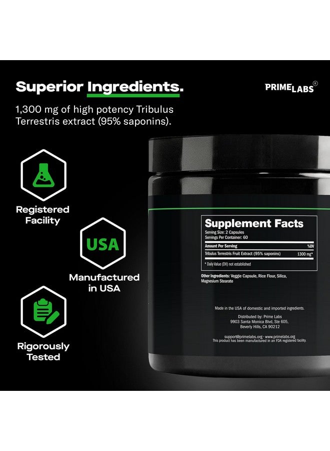 PRIME LABS Prime Labs Tribulus Terrestris for Men 1300mg - Enhanced with 95% Saponins - Energy, Vitality, Strength - 120 Count - Image 5