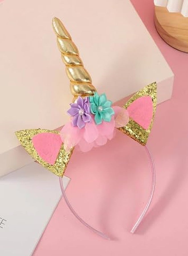 Partysanthe Kids Hair Accessories Cute Girls Flower Cat Ears Unicorn Headbands Children Headwear Photo Props Party Hairbands Easter Day 1pcs - Image 3