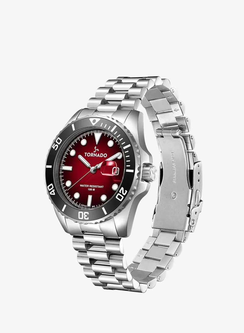 TORNADO Lumina Analog T22001-Sbsmb Men'S Analog Display Watch & High Quality Solid Stainless Steel, Brushed And Polished Bracelet Strap Silver