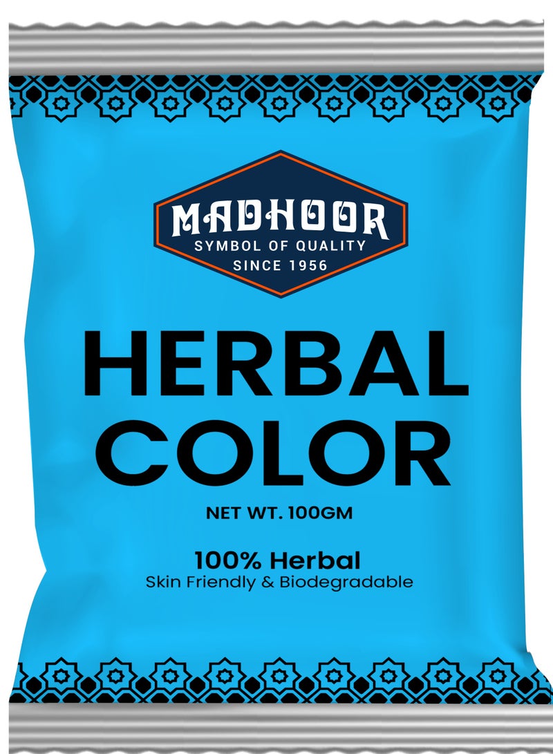 Madhoor Herbal Holi Colour Light Blue 100 Gm - Image 1