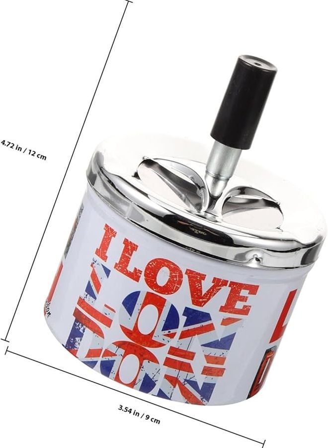 Vintage Metal Windproof Ashtray Automatic Extinguishing Indoor Outdoor Desktop Tabletop - Image 3