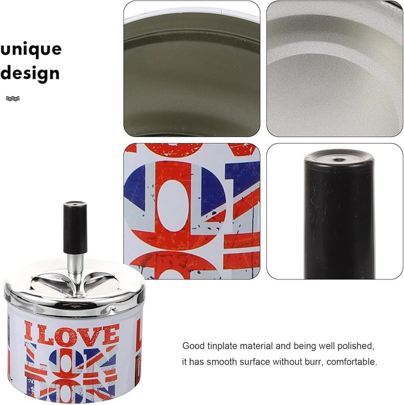 Vintage Metal Windproof Ashtray Automatic Extinguishing Indoor Outdoor Desktop Tabletop - Image 5