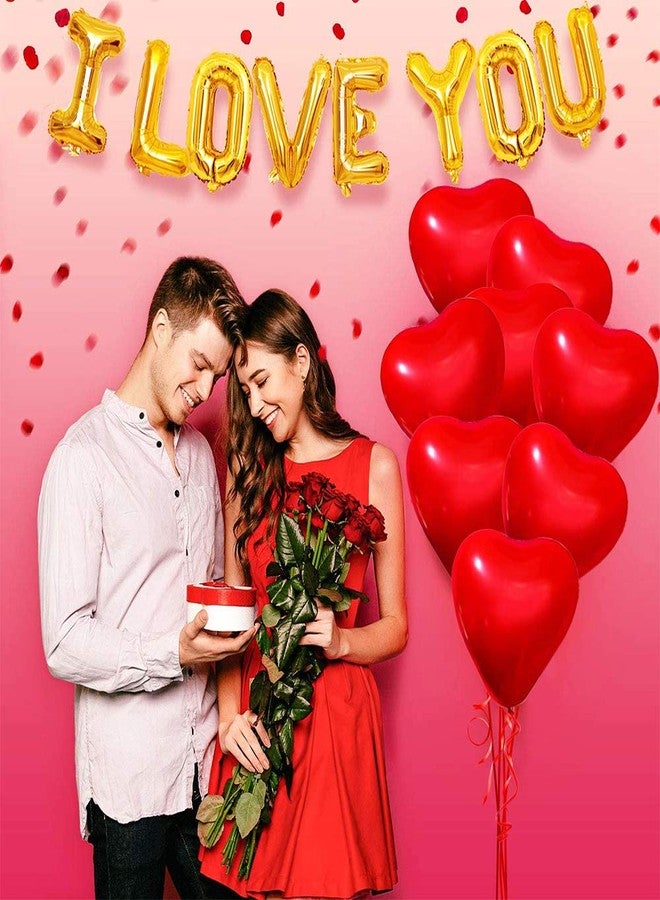 Fangoo 50 Pieces Love Heart Balloons Red Latex Heart Balloons for Valentines Day Wedding Anniversary Engagement Birthday Garden Company Celebration Graduation Prom Party Decoration Romantic Decoration - Image 3