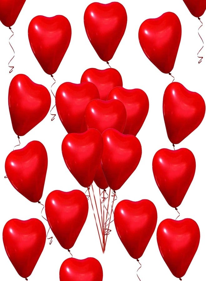 Fangoo 50 Pieces Love Heart Balloons Red Latex Heart Balloons for Valentines Day Wedding Anniversary Engagement Birthday Garden Company Celebration Graduation Prom Party Decoration Romantic Decoration - Image 1