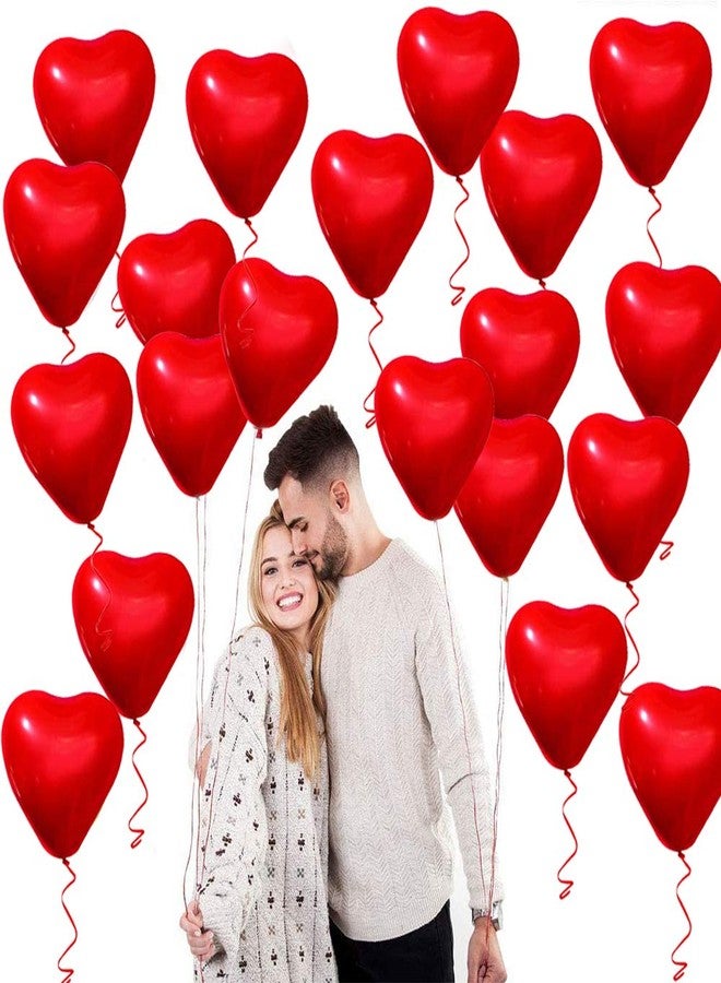 Fangoo 50 Pieces Love Heart Balloons Red Latex Heart Balloons for Valentines Day Wedding Anniversary Engagement Birthday Garden Company Celebration Graduation Prom Party Decoration Romantic Decoration - Image 5
