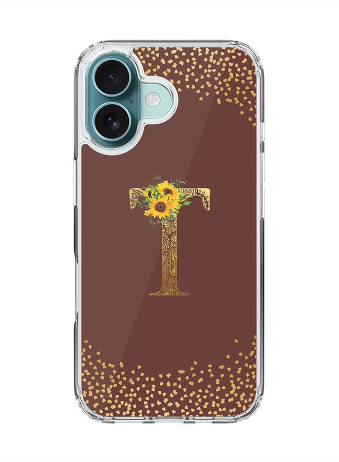 Stylizedd For iPhone 16 Case [Compatible with MagSafe] Slim Magnetic cover Clear Phone Case - Custom Monogram Mandala Floral - T (Brown ) - Image 1