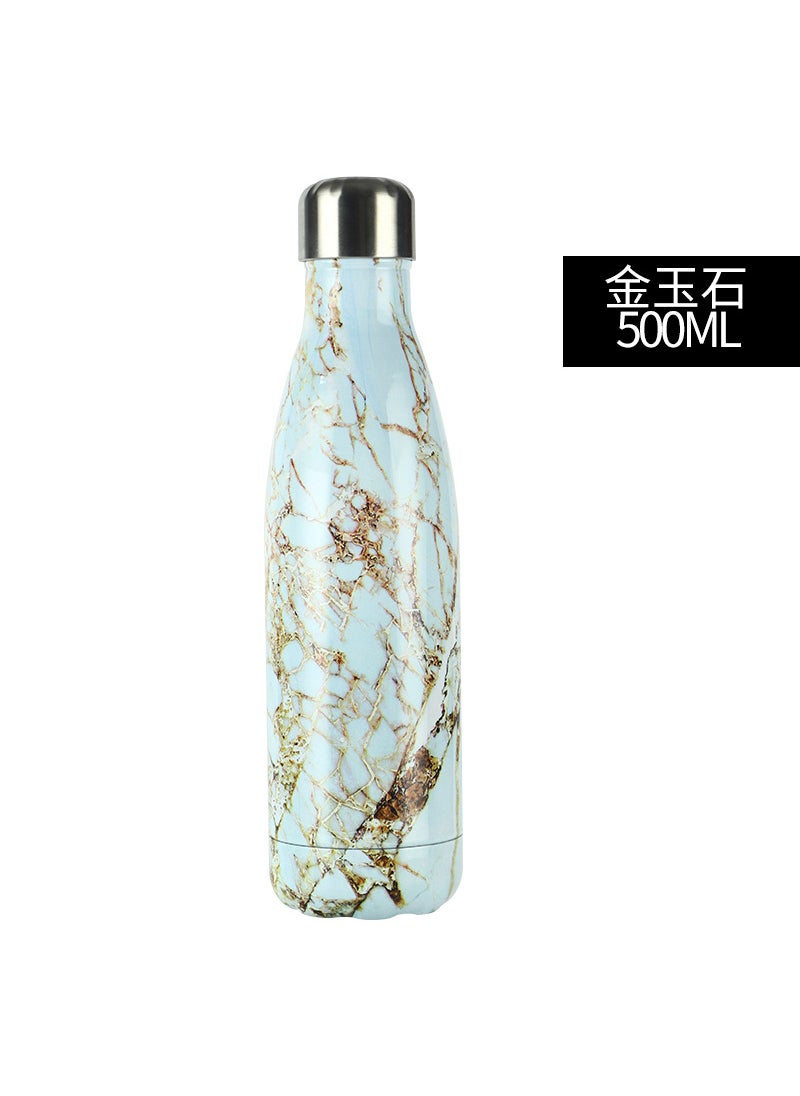 Generic - Marble Finish Sports Water Bottle 304 Stainless Steel Thermal Flask Jade - Image 1
