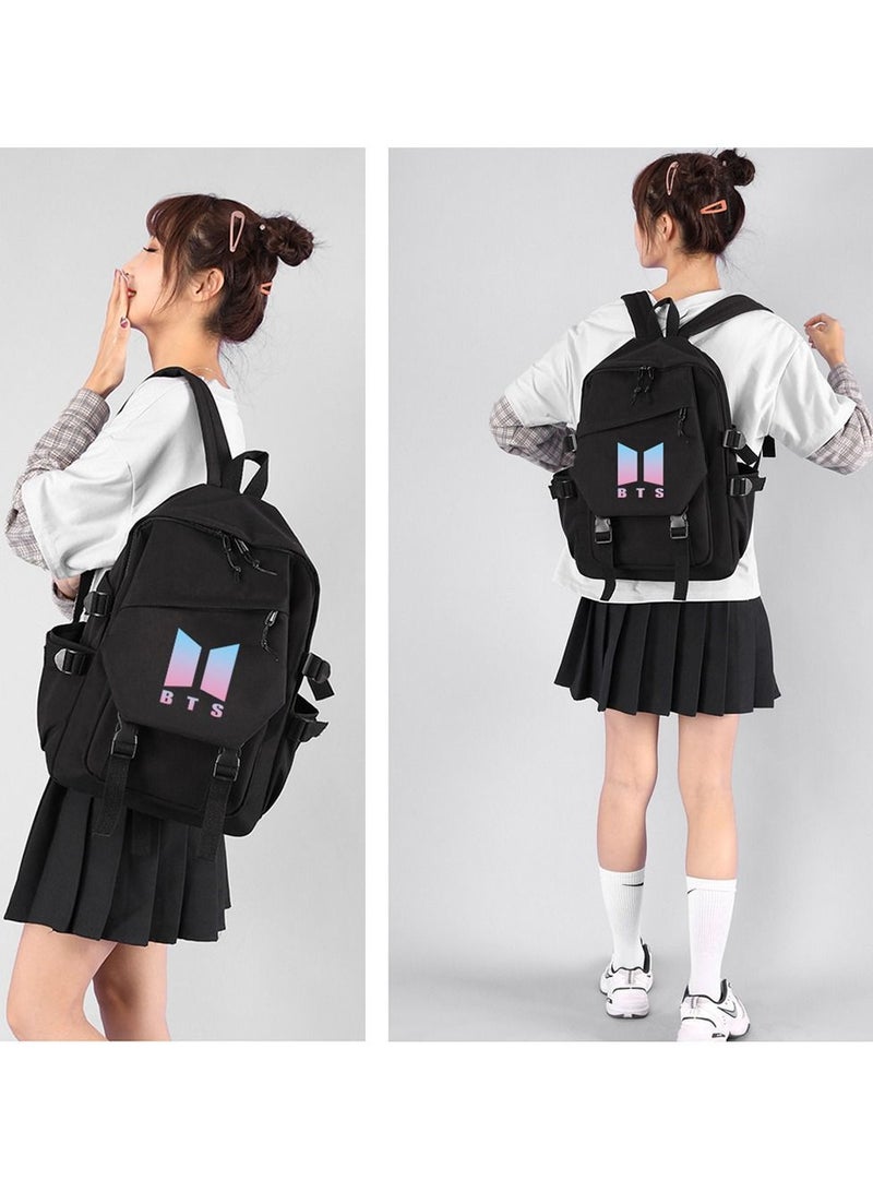 BTS BTS Backpack Casual Shoulder Bag Travel Rucksack,Black  - Image 3