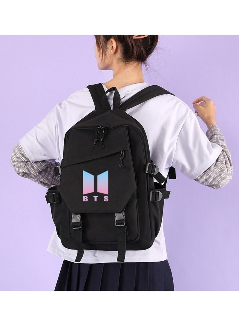 BTS BTS Backpack Casual Shoulder Bag Travel Rucksack,Black  - Image 2