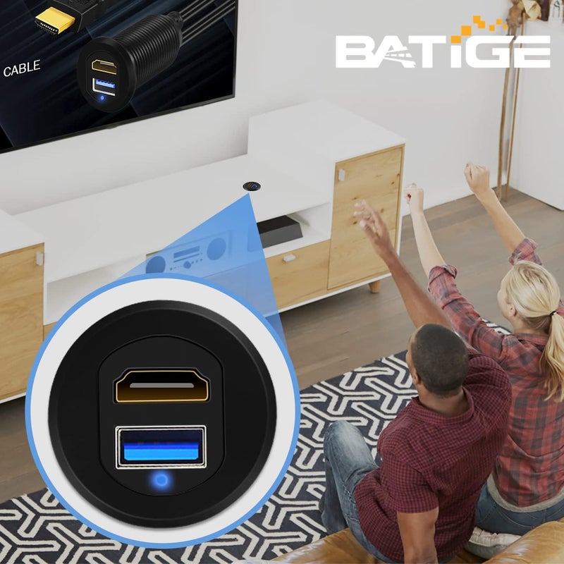 BATIGE USB 3.0 HDMI Car Mount Flush USB Port Cable - 3ft - Image 3