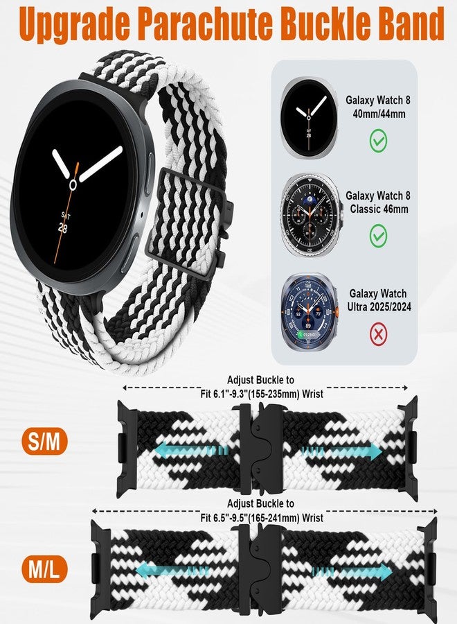 ZOOROO Braided Band Compatible with Samsung Galaxy Watch 8 40mm 44mm/ 8 Classic 46mm, Adjustable Parachute Buckle Stretchy Nylon Sport Strap for Men Women, S/M (Not for Galaxy Watch Ultra) - Image 2