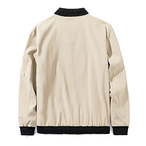 URBANFIND Men's Slim Fit Lightweight Sportswear Jacket Casual Bomber Jacket US L Khaki K - Image 2