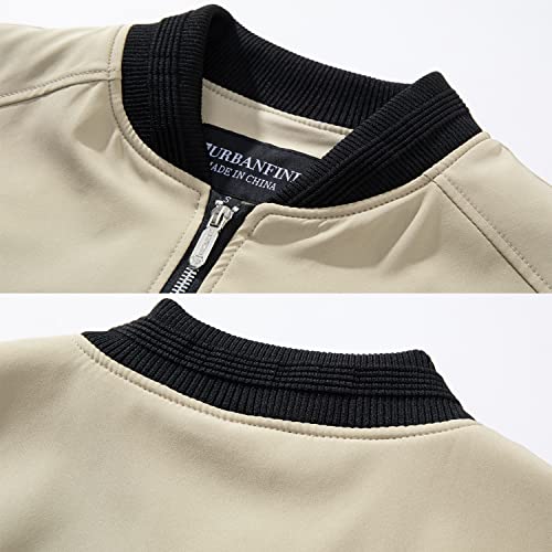 URBANFIND Men's Slim Fit Lightweight Sportswear Jacket Casual Bomber Jacket US L Khaki K - Image 3