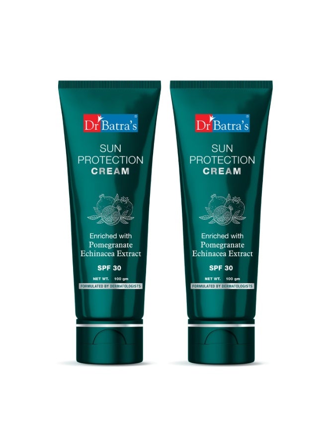 Dr Batra's Sun Protection Cream Sunscreen spf 30, Enriched with Echinacea, Prevention from skin ageing, 100g- Pack of 2 - Image 1