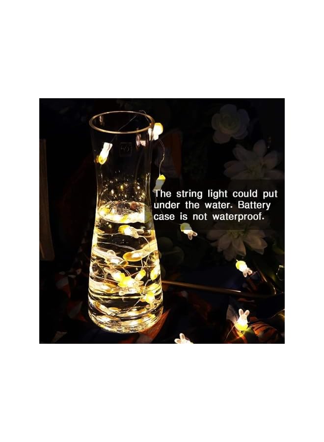 The Bros Cute Rabbit String Lights Bunny Fairy Lights 10FT 30 LED Battery Warm White Night Light Waterproof Outdoor Indoor Room Bedroom Wall Home Décor Wedding Birthday Party Garden Decoration  - Image 3