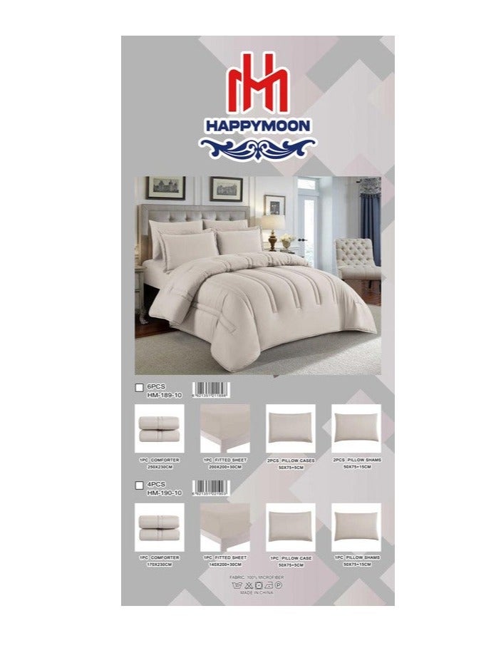 Happymoon Solid Color Comforter Set King Size 6 Pieces Microfiber Bedding Set Luxury Soft Bed Set with Fitted Sheet & Pillow Shams, Lightweight All Season Comforter 250x230 cm Snap Closure - Image 2
