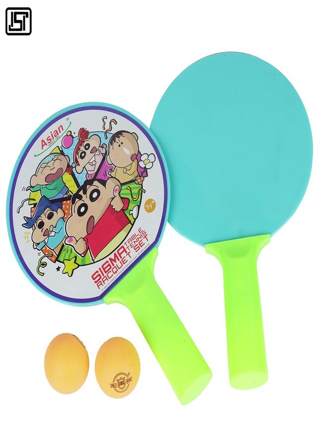 Asian Crayon Shinchan Table Tennis Racquet Set for Kids (2 Bats 2 Ball) Multi Colour - Image 2