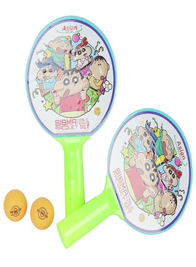 Asian Crayon Shinchan Table Tennis Racquet Set for Kids (2 Bats 2 Ball) Multi Colour - Image 1