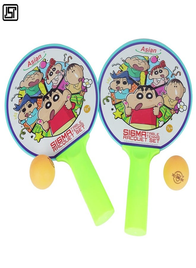 Asian Crayon Shinchan Table Tennis Racquet Set for Kids (2 Bats 2 Ball) Multi Colour - Image 3