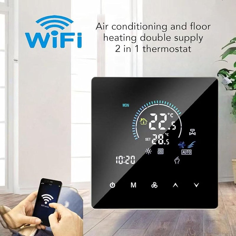 Smart WiFi Thermostat Touchscreen Color Display Programmable For Central Air Conditioning Heating Retardant PC Material - Image 5