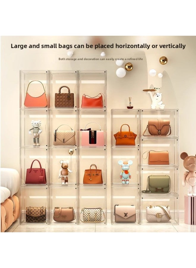 Large Clear Acrylic Handbag Storage Organizer with Magnetic Door - Stackable Transparent Dustproof Display Case for Purses, Wallets, Accessories  - Image 3