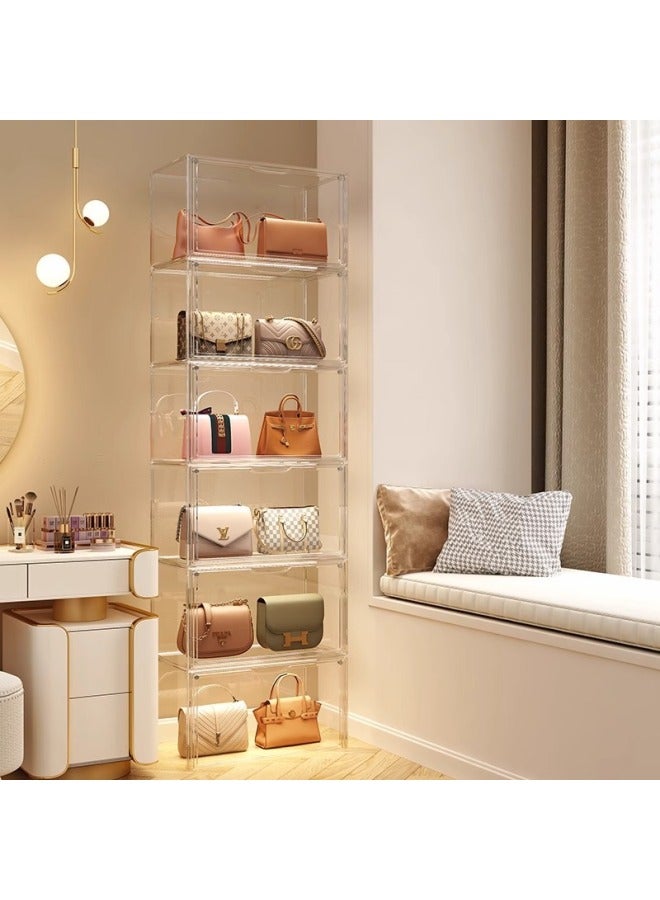 Large Clear Acrylic Handbag Storage Organizer with Magnetic Door - Stackable Transparent Dustproof Display Case for Purses, Wallets, Accessories  - Image 2