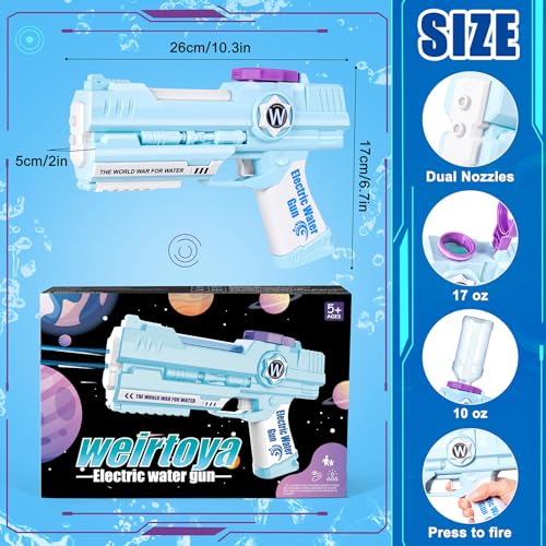 weirtoya Electric Water Gun Ultimate Battle Blaster Water Guns with Dual Nozzles High Capacity Automatic Squirt Guns Summer Outdoor Beach Swimming Pool Party Toy for Adult Kids - Image 5