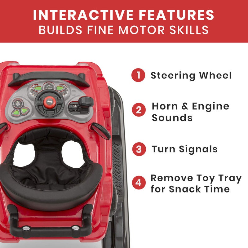 Delta CHILDREN Jeep Classic Wrangler 3-in-1 Grow with Me Walker by Delta Children, Red - Image 3