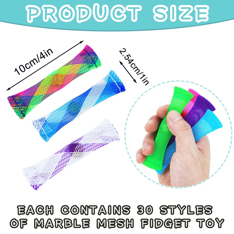 PenVinoo Fidget Toy 42 Pack Mixed Color Marble Mesh Fidget Toys,Stress Relieve Toy,Focus Enhance, Marble and Mesh Fidget Stress Relieve Toy for Adults and Student ADHD ADD Autism Halloween Decorations (42) - Image 4
