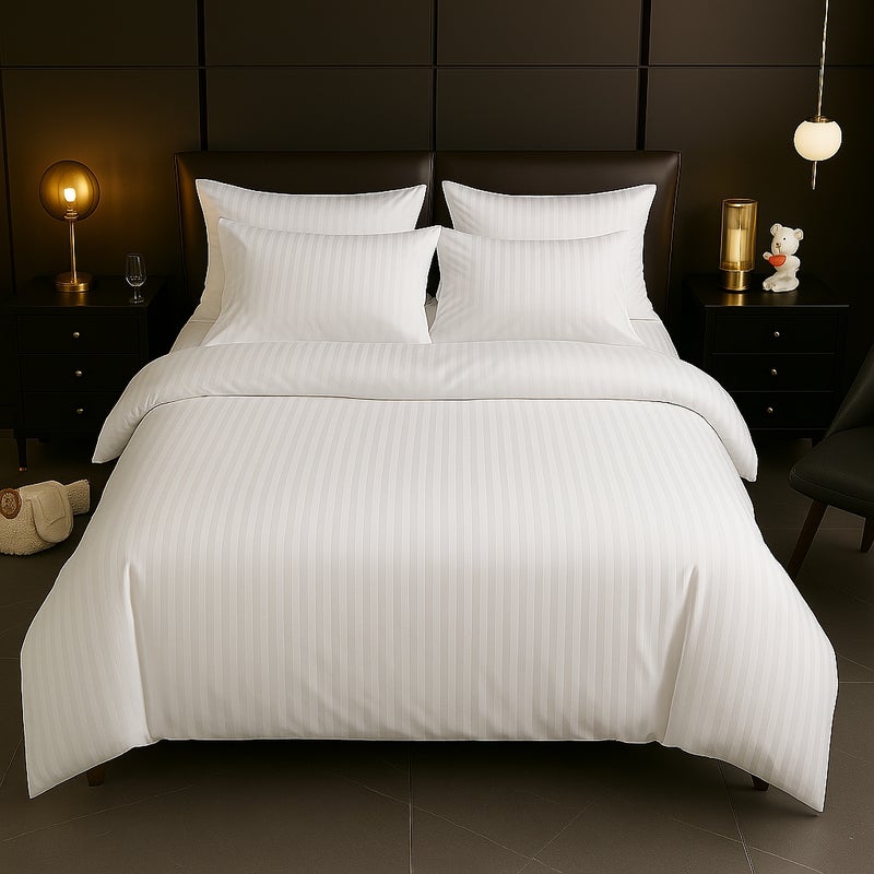MAXQON 6-Piece Duvet Cover Set –Super King Size, Includes 1 Duvet Cover(240x260cm), 1 Fitted Sheet(200x200+30cm) 4 Pillowcases(53x75cm), Color White - Image 2