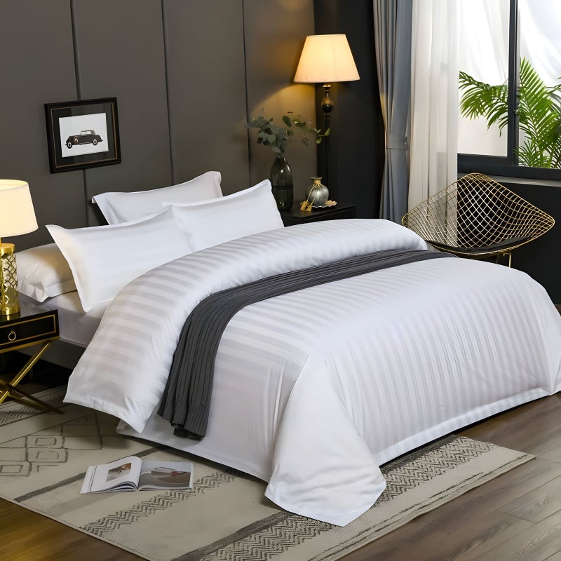 MAXQON 6-Piece Duvet Cover Set –Super King Size, Includes 1 Duvet Cover(240x260cm), 1 Fitted Sheet(200x200+30cm) 4 Pillowcases(53x75cm), Color White - Image 3