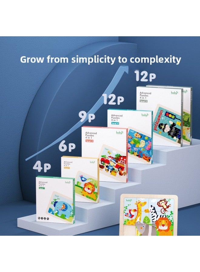 Boby Puzzle Children's Puzzle 1-2 Animals 3 Years Old 4 Baby Boys And Girls Toys Advanced Early Education Introduction-Color:Third-order Laser Puzzle (4-piece 9-piece Puzzle) - Image 3